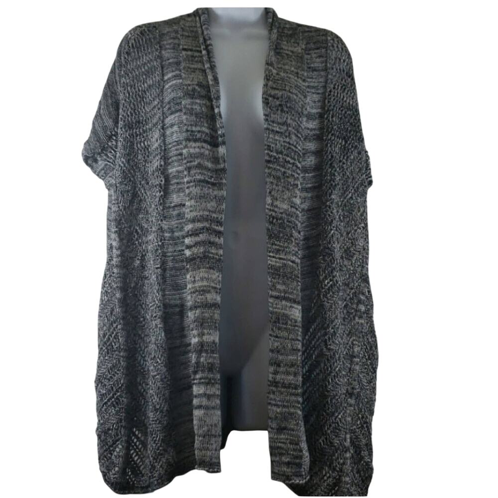 Torrid Marled Grey Open Knit Short Sleeve Sweater Cardigan 00/10